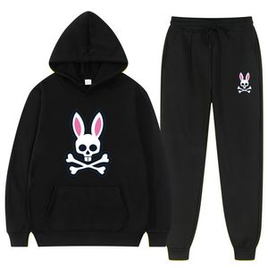 Survêtements pour hommes Costume d'automne Jogging en plein air Ghost Rabbit Print Sweat à capuche Pantalon 2 pièces Mode Lâche Polaire Chaud Couple Modèles 2 Pie 230821