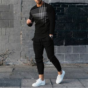 Survêtements pour hommes Automne Survêtement À Manches Longues T ShirtSweatpants Costume Streetwear Vintage Sweat Surdimensionné Vêtements 2 Pièces Ensembles 2023 230222