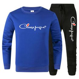 Survêtements pour hommes Automne Hiver 2 pièces ensemble hommes Hip Hop couleur unie tenues décontractées Streetwear vêtements nouveaux hommes Jogging costume entraînement marque LOGO imprimer