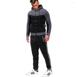 Survêtements pour hommes Automne Hiver Mode Survêtement Décontracté Ensemble Camouflage Sweat Jogger Pantalon De Jogging Solide Patchwork Chaud Costumes De Sport