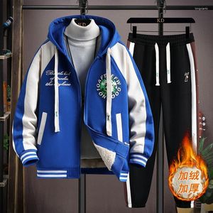 Survêtements pour hommes Automne Hiver Hommes Survêtement Casual Épaissir Chaud Sportswear Vestes À Capuchon Pantalon 2 Pièces Ensembles Hip Hop Course Costume De Sport