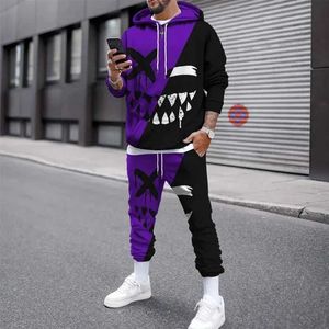 Contuillés masculins Automne Hiver Tracksuits Mens Hoodies Pantalons Suit 3D Face Pantalon Imprime