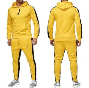 Chándales de hombre Tendencia de otoño invierno con capucha Conjunto de 2 piezas Sudadera con capucha de lana ligera de 7 colores Sudadera Joggers pantalones Ropa deportiva Traje de jogging Logo Hombre Traje de chándal