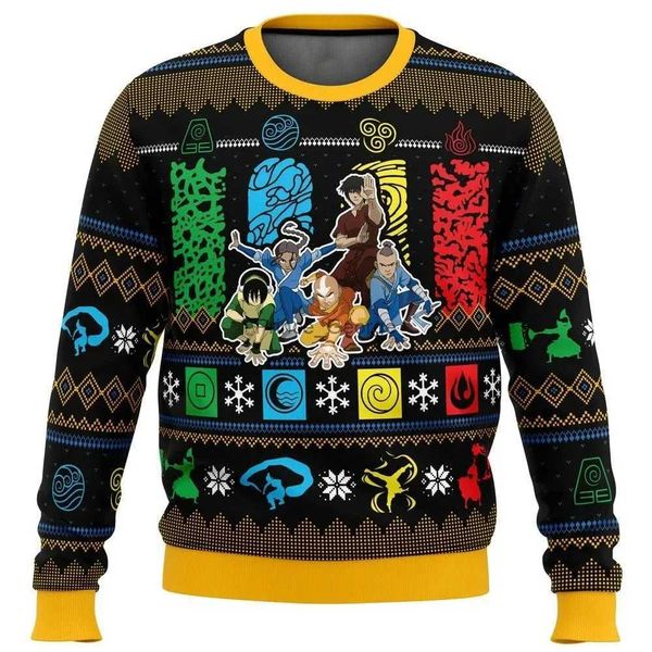 Survêtements pour hommes Avatar Le dernier maître de l'air Temps de Noël Laid Noël Pull Cadeau Père Noël Pull Hommes 3D SweL2402