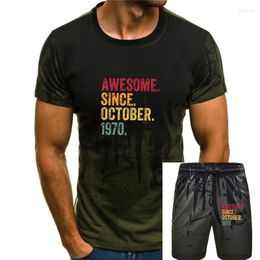 Trainingspakken voor heren Geweldig sinds oktober 1970 50e verjaardagscadeau 50 jaar oud T-shirt Retro T-shirt Natuurlijk katoen Zacht Hoge kwaliteit Tee Tops