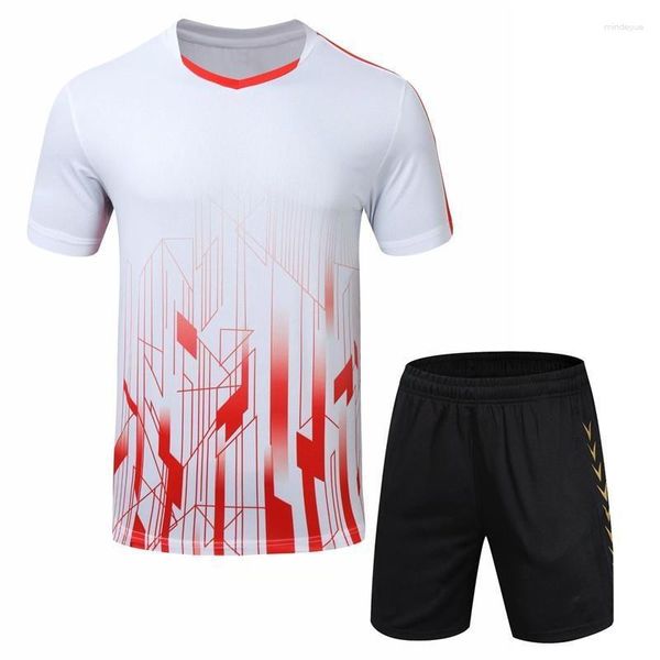 Chándales para hombre, traje de bádminton, ropa deportiva de manga corta, camiseta corta de competición de primavera, verano y otoño, ropa de tenis de mesa de secado rápido