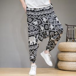 Survêtements pour hommes Baggy coton lin sarouel pour hommes hip hop pantalon large jambe décontracté lâche vintage style népal pantalon taille m5xl 221122