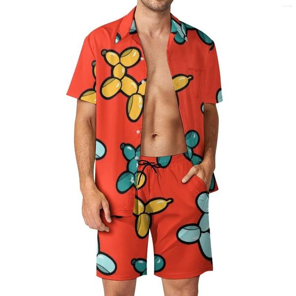 Chándales para hombres Globo Conjuntos para hombres Perro Animal Pantalones cortos casuales Verano Ropa de playa hawaiana Conjunto de camisa Gráfico de manga corta Traje de gran tamaño Cumpleaños