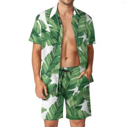 Survêtements pour hommes Banana Leaf Hommes Ensembles Imprimé Tropical Mode Chemise Décontractée Ensemble Short Imprimé À Manches Courtes Été Beachwear Costume Plus La Taille