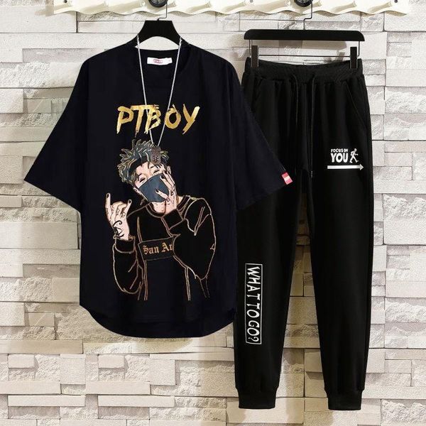 Survêtements pour hommes Ensembles de pantalons de base Kpop Gris Homme T-shirt Stretch Casual Top Cool Chic Vêtements Pour Hommes Slim Fit À Manches Courtes