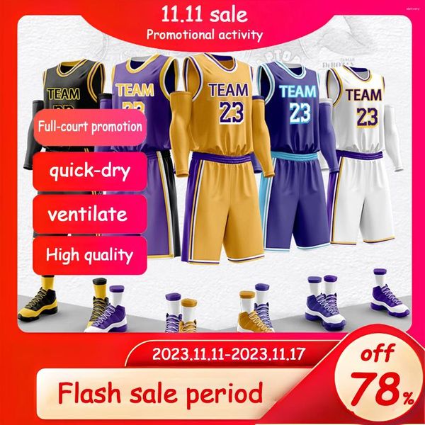 Chándales para hombres Camisetas de baloncesto Conjunto Uniformes Equipo Transpirable Secado rápido Ropa deportiva de alta calidad Chaleco de entrenamiento Pantalones cortos Traje deportivo personalizado