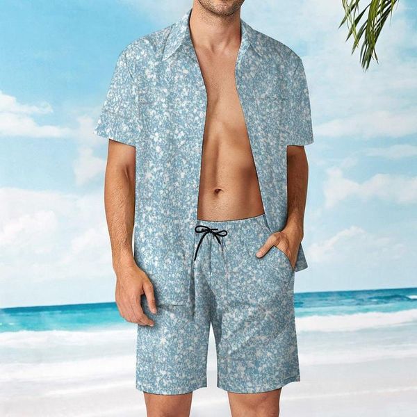 Survêtements pour hommes Beautiful Aqua Blue Glitter Sparkles Beach Suit 2 Pieces Coordinates High Quality Home USA Size