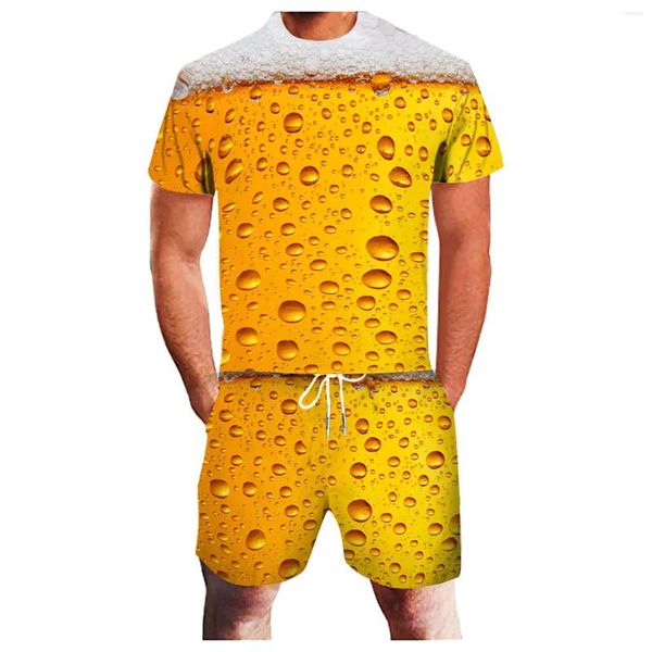 Chándales para hombres Cerveza Chándal con estampado 3D Conjuntos de camisetas de manga corta de verano Moda Streetwear Camisetas Pantalones cortos Trajes para niños de 2 piezas Ropa deportiva