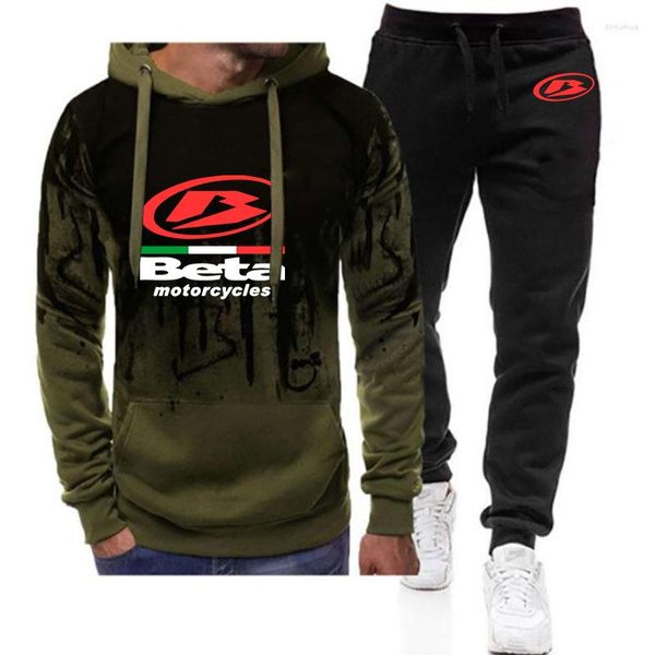 Survêtements pour hommes Beta Racing Motocross Moto Printemps Automne Gradient Sweat à capuche Pantalon Set Streetwear Fashion Outfit Vêtements masculins