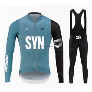 Survêtements pour hommes Biehr Syn Team Pro Long Seve Cycling Jersey Set 2024 Doux et respirant Nouveaux hommes Printemps Bicyc Sports Wear Bike Shirt SuitH2421