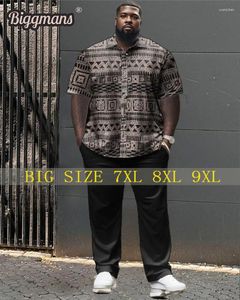 Saisiers de survêtement masculins Biggmans Casual Piece Sets sets shirt pour vêtements géométriques à manches courtes Fanshion Business Pantal