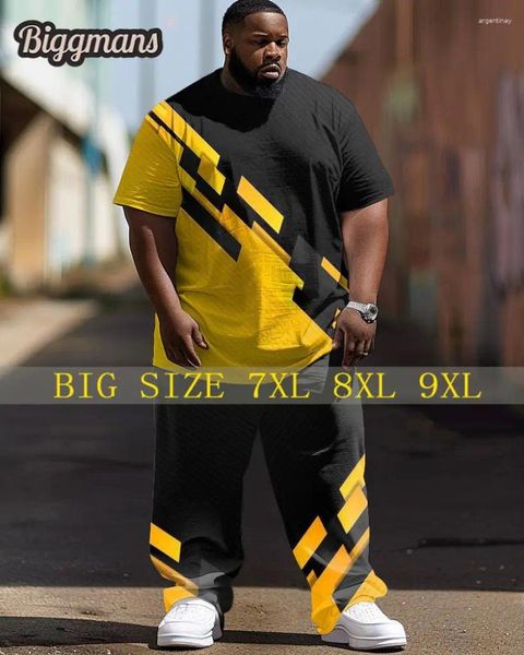 Spares para hombres Biggmans L-9xl para camiseta Sets de dos piezas Summer Summer Casual Manija corta 3D Big y Tall Man Plus Traitio