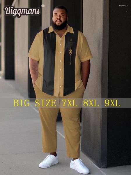 Contuiettes de survêtement masculines Biggmans Plus taille pour les vêtements de bowling couleurs correspondant à une entreprise de sports décontractée chemise à manches courtes et pantalon