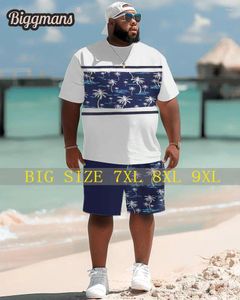 Parcours masculin Biggmans Plus taille L-9xl Hawaiian Beach Simple Strucy Leaf Print Shorts Suit