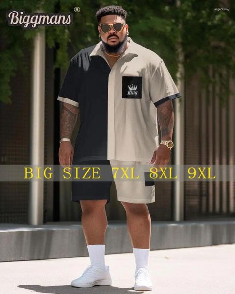 Saisissures masculines Biggmans Ensembles de chemises en deux pièces pour vêtements Couleur décontractée assortiment simple Street Short Short Big plus taille