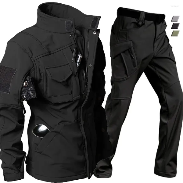 Survêtements pour hommes Biker Ensembles Hiver Thermique Costume De Moto Veste D'équitation Pantalon Tactique Militaire Coupe-Vent Imperméable Chaud Armée Mode