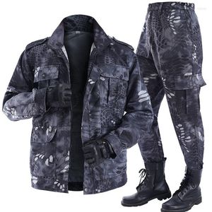 Tracksuits voor mannen Zwart Python Patroon Wear-resistente overalls arbeidsverzekeringsdoek Militair uniform Heren zachte trainingspak Outdoor