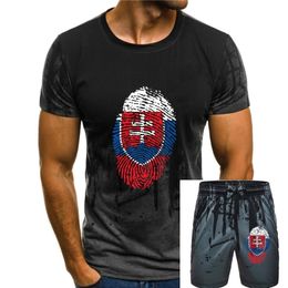 Heren trainingspakken zwart T-shirt Slowakije vlag vingerafdruk T-shirt gestreept 230909