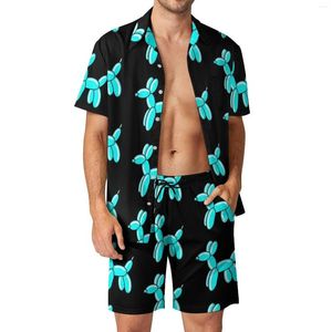 Survêtements pour hommes Ballon bleu Hommes Ensembles Animal Print Casual Shorts Été Rétro Beachwear Chemise Ensemble à manches courtes Design Big Taille Costume Cadeau