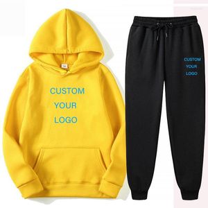 Survêtements pour hommes Marque Automne Hiver Survêtement pour hommes Jogging Sportswear Fahion Sweats à capuche imprimés Pantalon 2 pièces Ensemble Logo personnalisé