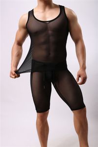 Survêtements pour hommes Marque BRAVE PERSON Mens Sexy Vest Shorts SET Solid Mesh Gilet sans manches Bodybuilding Middle FY34 230314