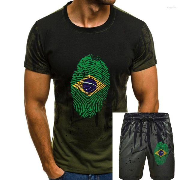 Survêtements pour hommes Brésil Rio de Janeiro Drapeau d'empreinte digitale Identité T-shirt Coton Cool Nouveauté Hommes et femmes T-shirts O Cou 2023