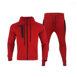 Chándales para hombres BUTZ INS Chándal grueso Invierno Sudadera con capucha lisa 2 PCS Trajes Hombres Mantenga la marca caliente Sweatsuit Fitness Jogger Sets