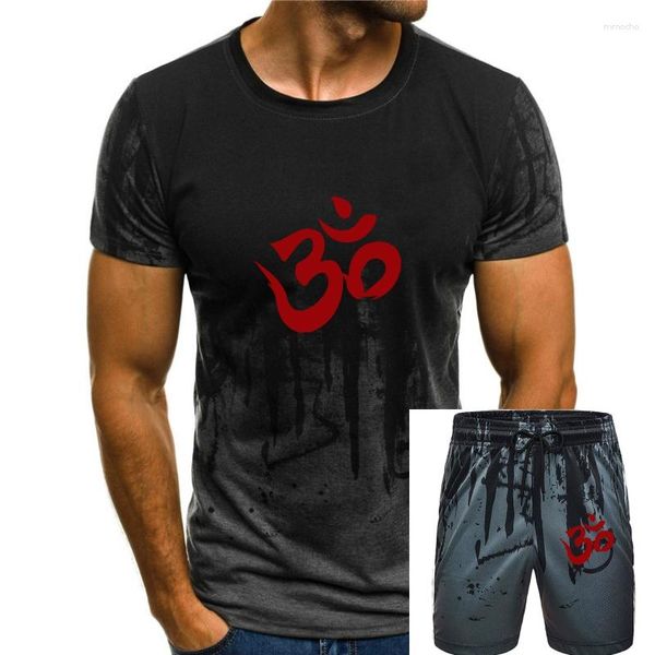 Chándales de los hombres Caligrafía Om Camiseta Hombres Camiseta Negro Rojo Camisetas Padre Regalo de cumpleaños Tops Algodón Camiseta simple Ropa Muay Thai personalizada