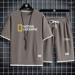 Tracksuits voor heren Camiseta Informal de tela lino dos piëzas para hombre traje deportivo manga corta a la Moda 2023