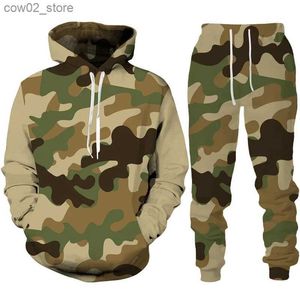 Survêtements pour hommes Camouflage 3D Imprimer Survêtement Set Homme Femme Sweat à capuche + Pantalon 2pcs Ensembles Outdoor Fitness Sportswear Surdimensionné Casual Unisexe Vêtements Q230110