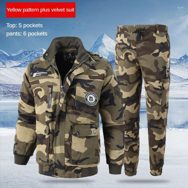 Survêtements pour hommes Vêtements de camouflage Automne Automobile Réparation Construction Travail Costume Résistant au froid Imperméable Hiver En Peluche Coton Épaissi