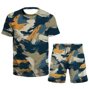 Survêtements pour hommes Camouflage Graffiti 3D T-shirt imprimé Summer Leisure T-shirt pour hommes Fashion Street Pull pour femmes Costume à manches courtes