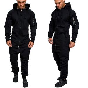 Herentracksuits Camouflage Hooded Jumpsuit Mannen Herfst Lange Mouw Rits Romper Mannelijke Streetwear Sweatshirt Broek One Stuk Kleding Plus Siz