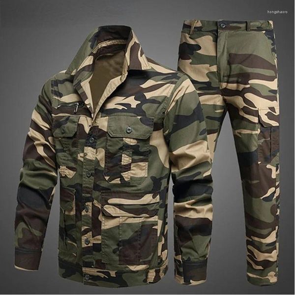 Survêtements pour hommes Camouflage Militaire Ensembles Hommes Résistant à l'usure Chemises multi-poches Veste Pantalon Cargo Costumes Randonnée en plein air Vêtements de chasse