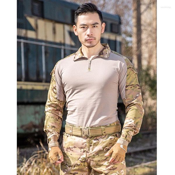 Survêtements pour hommes Combinaison de camouflage Respirant Wearable Grenouille Sports de plein air Développement Entraînement militaire Manches longues Tactique 91% C