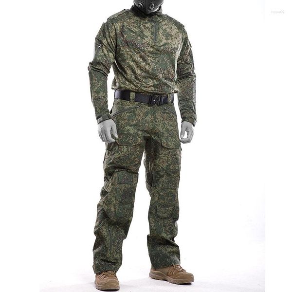 Survêtements pour hommes Camouflage Ensembles tactiques Multi-poches Costume de combat militaire résistant à l'usure en plein air respirant Tops imperméables Pantalon mâle