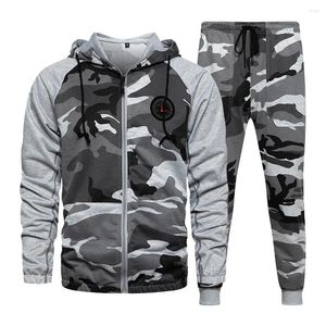 Chándales para hombres Cardigan Entrenamiento 2pcs Conjuntos Hombres Uniformes tácticos Uniforme militar Sudaderas con capucha Pantalones Camuflaje Ropa Combate al aire libre Casual