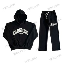 Survêtements pour hommes Carsicko Sweat-shirt pour hommes Tops Pantalons Ensembles Noir High Street Mode Haute Qualité Sweats à capuche Pantalons longs Hommes Hip Hop Streetwear T240124