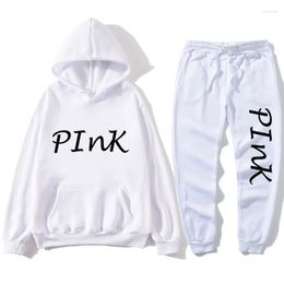 Trainingspakken voor heren Casual 2-delige sets Roze set voor dames Briefprint Grote maten sweatsuit Mannelijke top Ans skinny broek Twee sportpakken