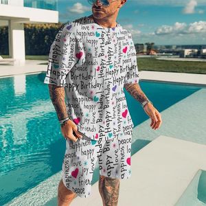 Survêtements pour hommes Tenues de sport décontractées et confortables Lettre 3d Imprimé Tenues à manches courtes T-shirt Shorts Ensemble 2 pièces Surdimensionné Été Tracksu