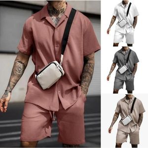 Survêtements pour hommes décontracté bouton confortable chemise à manches courtes et Shorts deux pièces ensemble pour hommes Fashoin pantalons de survêtement costume