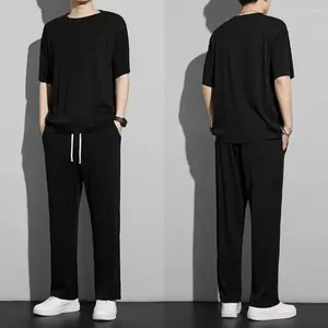 Tracksuits voor heren Casual Fit Sportswear Set Zomer Outfit O-Neck korte mouw T-shirt Wide been broek met trekkoord voor elke dag