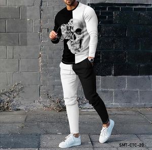 Trainingspakken voor heren Casual lange mouwen broek Sport 3d Skull Rose Print T-shirt modieuze straatkledingstaatontwerper