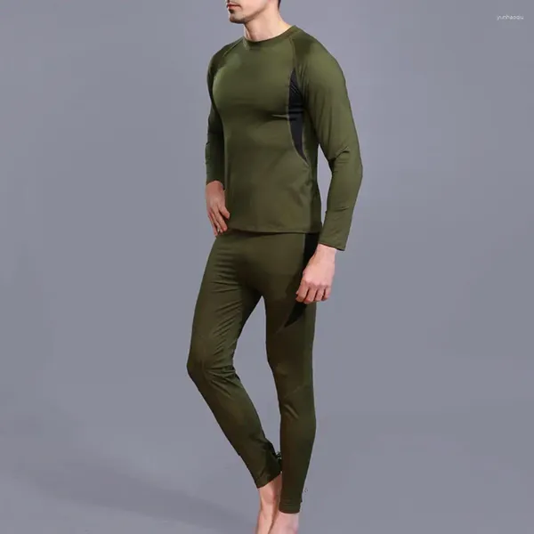 Chándales para hombres Traje casual para hombres Conjunto de ropa interior térmica de invierno Cuello redondo Manga larga Pijamas cálidos Chándal deportivo Pantalones superiores para el frío