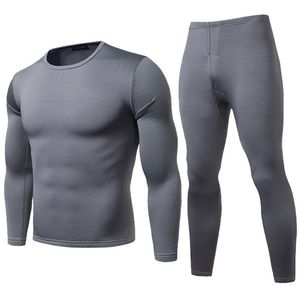 Heren trainingspakken Casual buiten winter warme sets sport katoen thermisch onder kleding lange mouw pullover shirts broek 2 stks solide